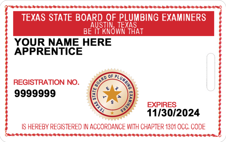 Apprentice Registration Texas State Board Of Plumbing Examiners   TSBPE ApprenticeCardForWebsite 768x484 