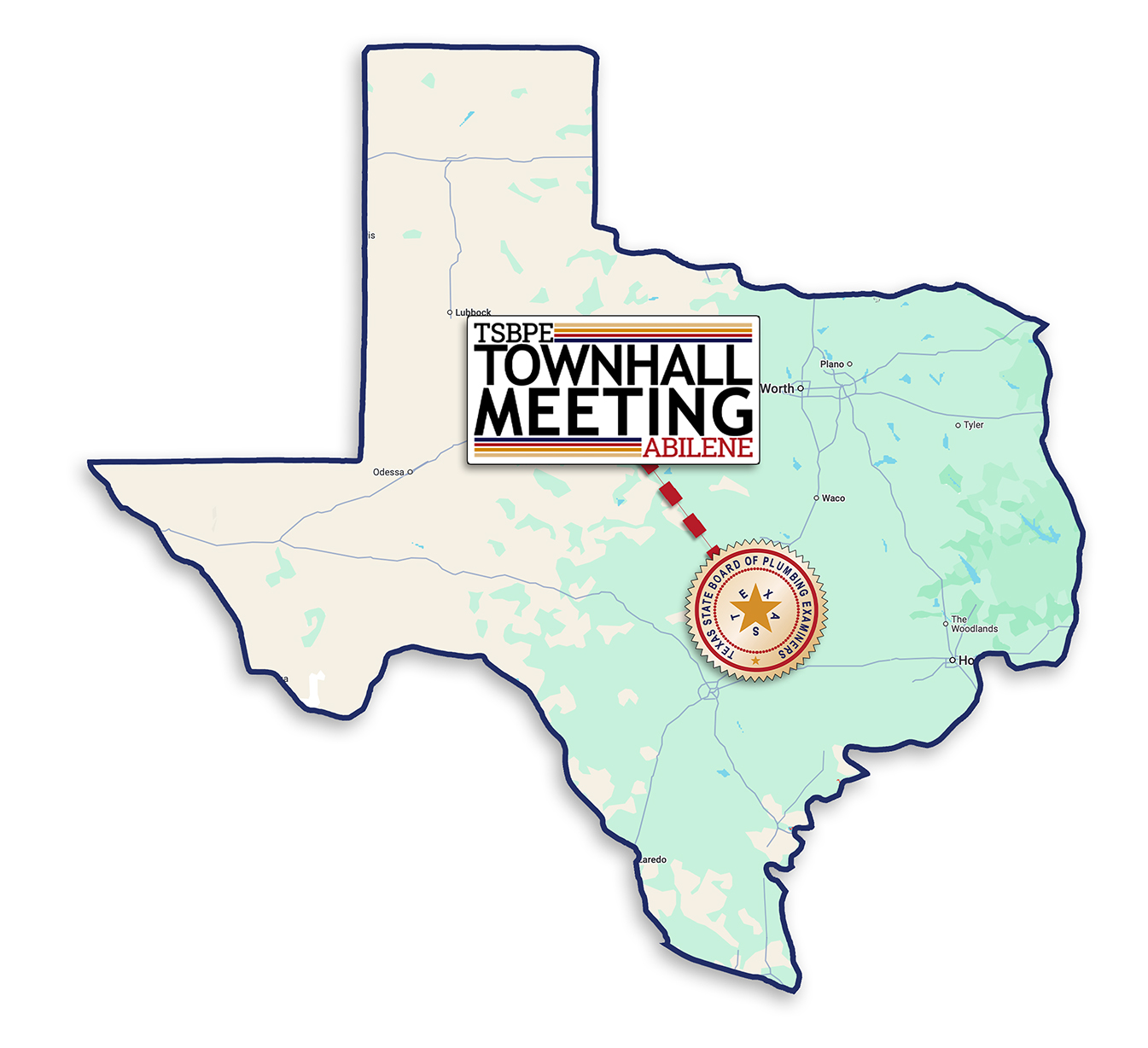 Texas Map with Abilene Highlighted