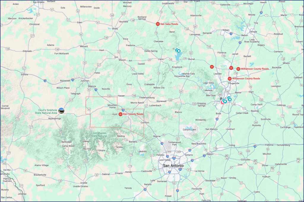 Map of Texas Hill Country